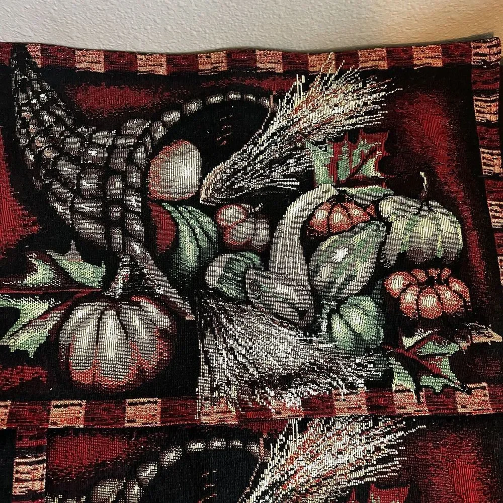 Arlee Home Fashions Fall Harvest Burgundy Tapestry Placemats Cornucopia Set Of 4